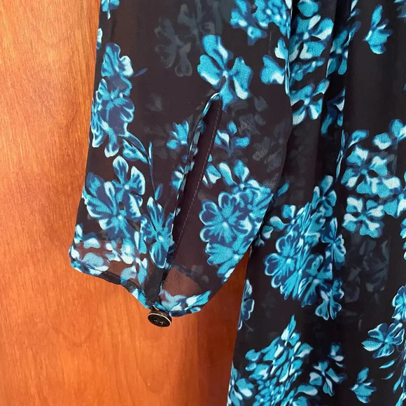 Saloni Izzie Dress Maxi Silk Chiffon Floral Print Semi Sheer Long Sleeve Size 2 - Picture 10 of 15